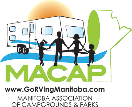 logotipo de la asociación de campings y parques de manitoba
